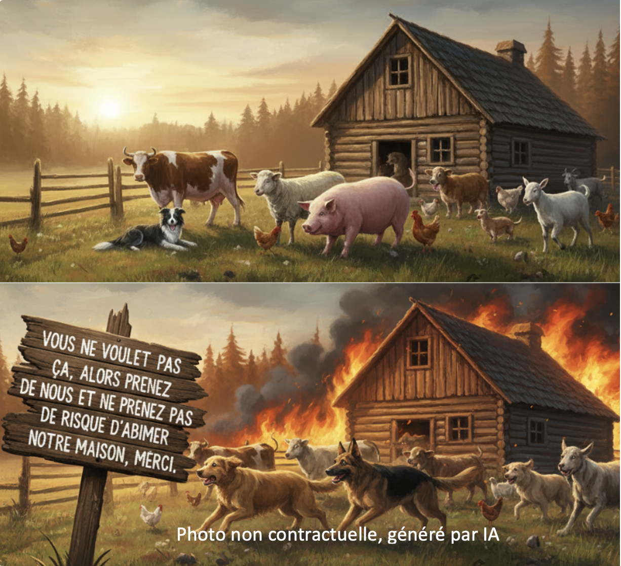 Illustration de prévention incendie rappelant la consigne de sécurité sur le domaine